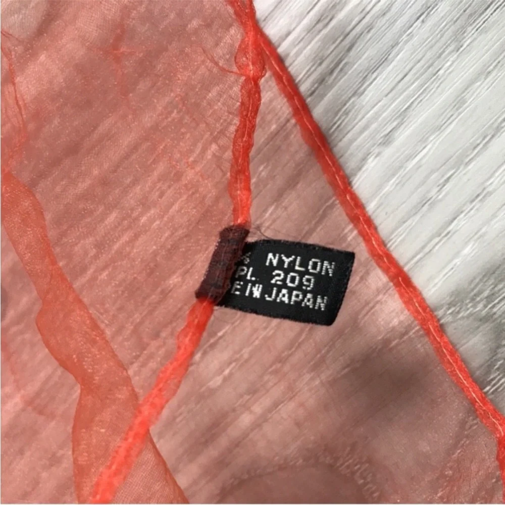 VINTAGE WOMENS SCARF SHEER RED HIMAN WALKING MADE IN JAPAN